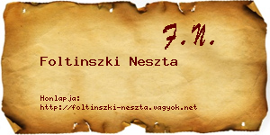 Foltinszki Neszta névjegykártya